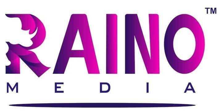 Logo of 'RAINO MEDIA' with a stylized 'R' featuring a gradient purple and pink design. The rest of the text is in bold uppercase font with a trademark (™) symbol.